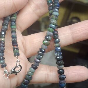 Black Austrailian FIRE OPAL Beaded Necklace